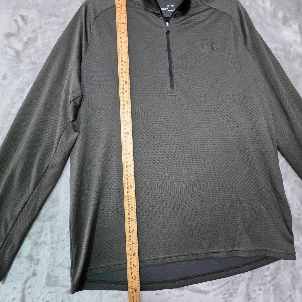 Under Armour Mens HeatGear 1/4 Zip Pullover Green Geometric Texture Large - Picture 4 of 8